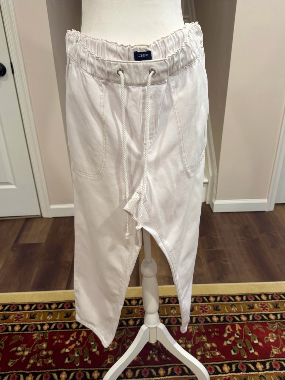 J.Crew White Drawstring Jeans Straight Leg